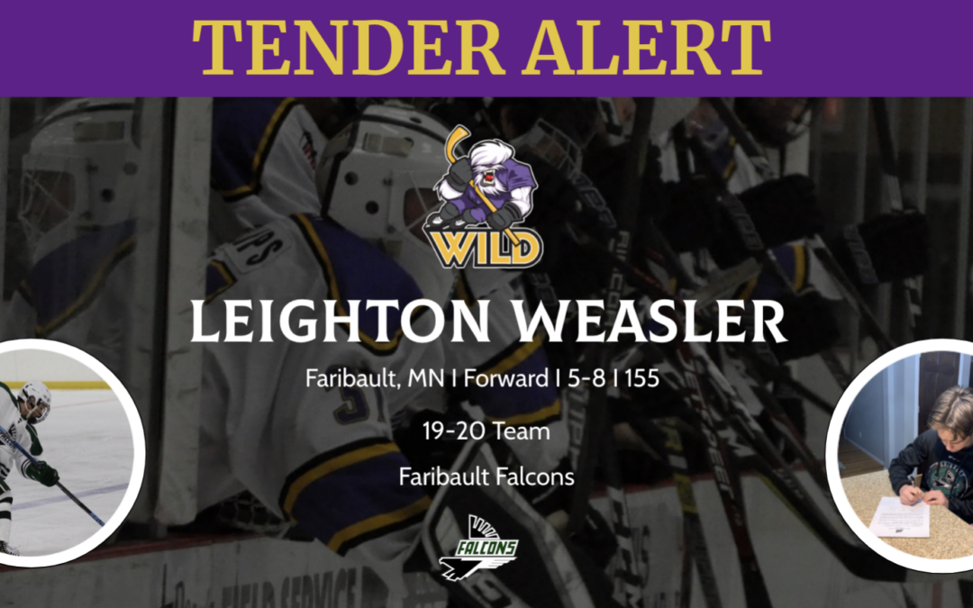 Wild Sign Leighton Weasler to Tender Agreement for 20-21 Season